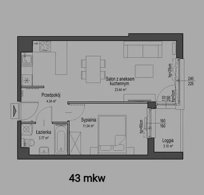 Bezpośrednio 43m 2 pokoje Przymorze/zaspa nowe - miniatura 4