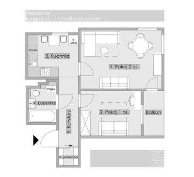 Mieszkanie po kapitalnym remoncie | blisko 50 m² | 2 pokoje | ul. Chodkiewicza 40A, Bydgoszcz - miniatura 2